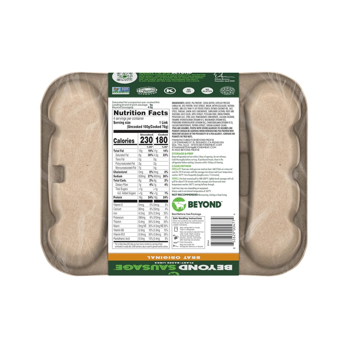 BEYOND MEAT SAUSAGE BRAT ORIGINAL 400G - Image 2